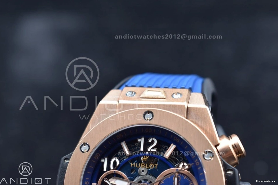 Edition Rubber RG 894 Bang Big 1:1 NewStyle A Hublot ZF Skeleton on Unico Blue Best Blue Strap Dial 1025
